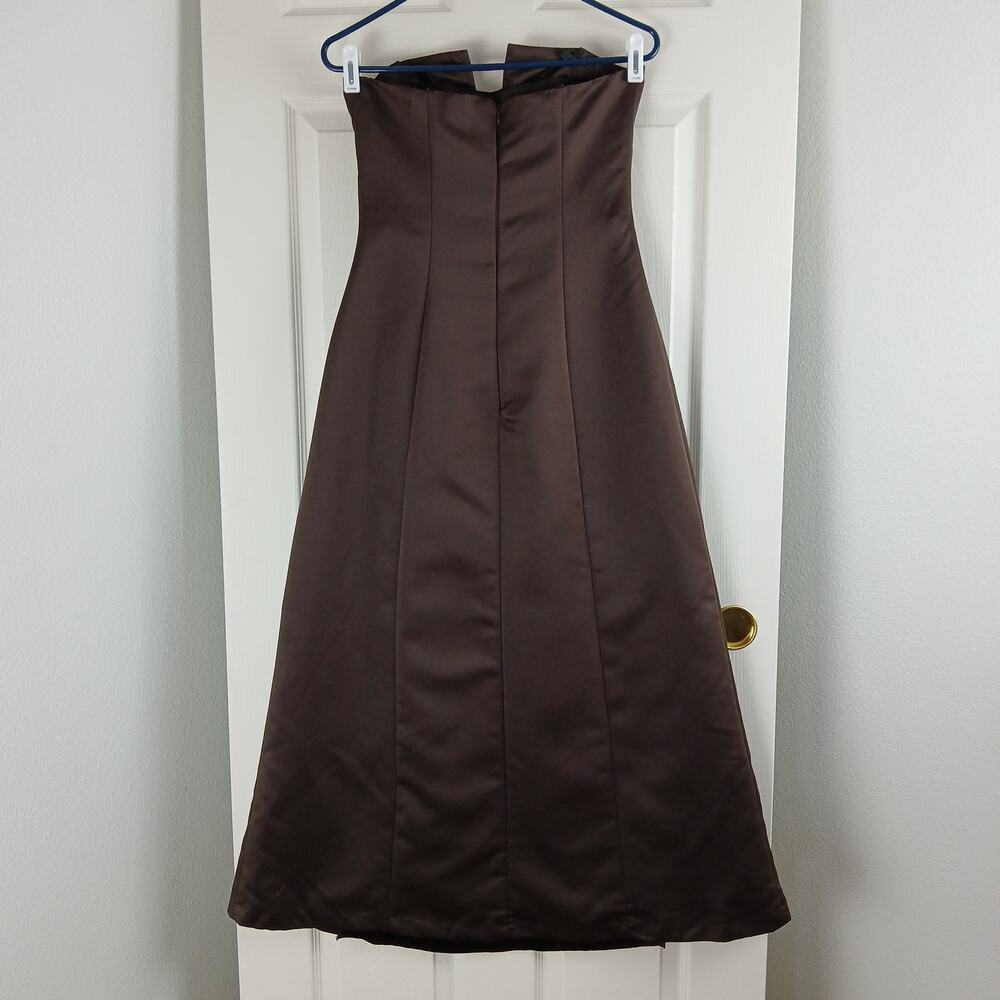 De Laru by Sheila Yen VTG Y2K Strapless Maxi Prom Gown 11/12 dk brown satin vlvt - Picture 15 of 15